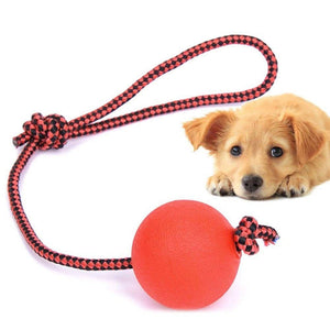 Rubber  Dog Toy, Dog Toy Ball with Rope Elastic Solid Rubber Chew Toy Dog