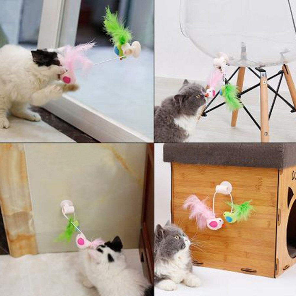 Catnip Cat Toys Cat Feather Toy Sucker Cat Toy Window Cat Toy Cat Bell Toy Feather Cat Toys with Catnip Feather