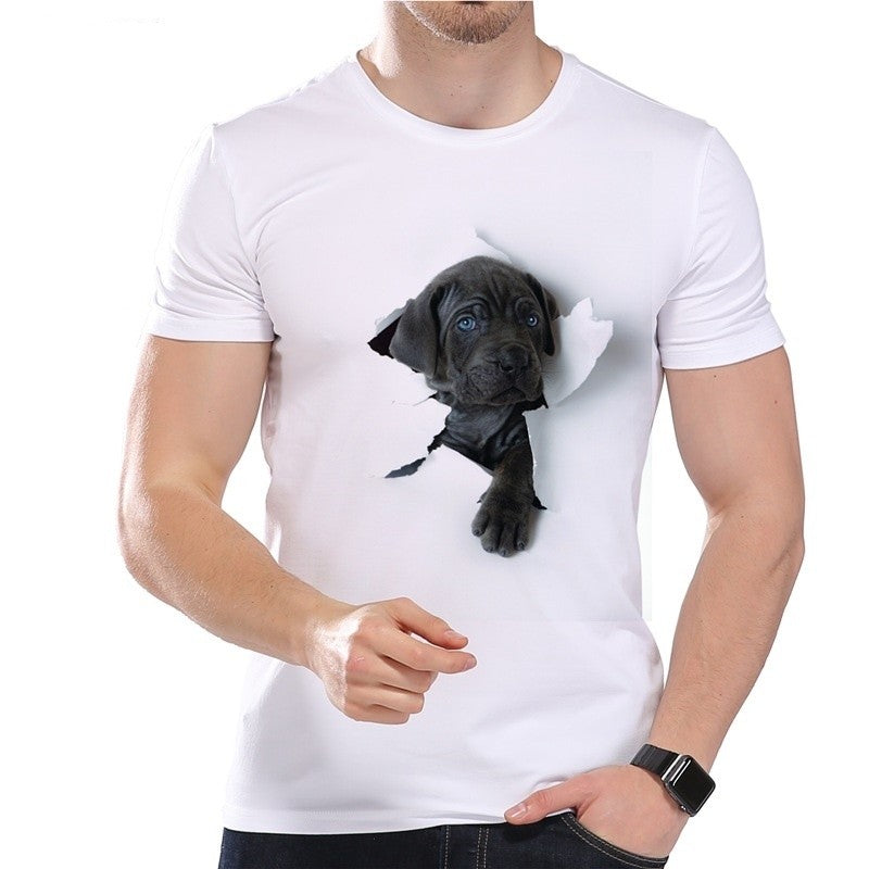 Summer Super Cute 3D Dog Design T Shirt Men's Funny Animal Graphics Printed Tops Hipster Tees