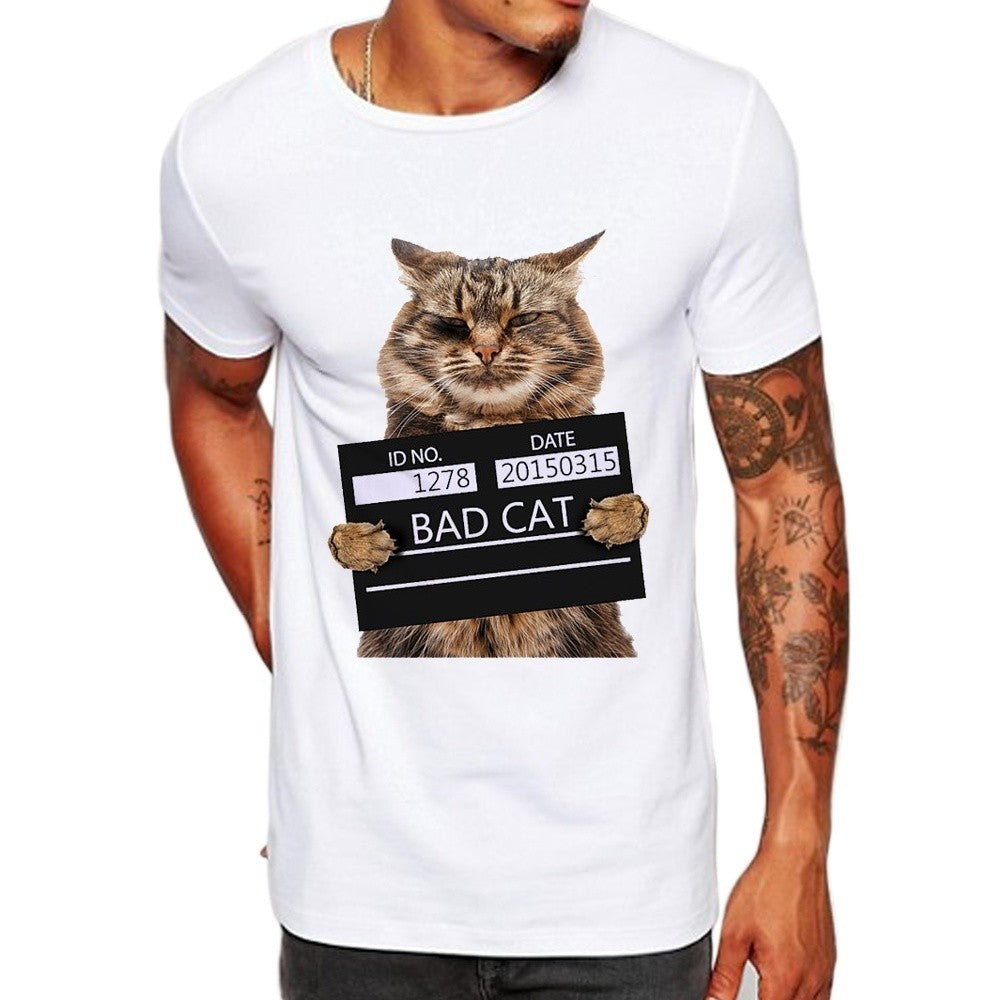 Men's Bad Cat Women Dept Print T-Shirt Cool Cat T Shirt Men Summer White T Shirt Hipster Tees